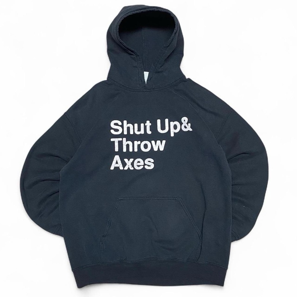 Y2K Shut up & throw Axes black and white funny hoodie